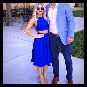 Lulu’s blue crop top and skirt set- like new!